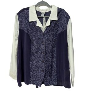 NWT Fashion Bug Stretch Button Down Paisley Shirt
